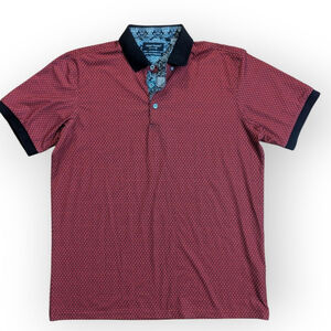 Alex Vando Red Black Stretch Polo Men's Large